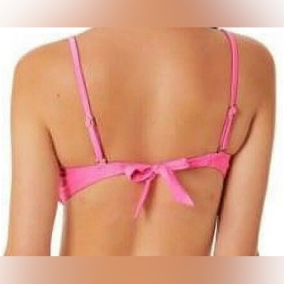 NWT California Waves Juniors' Women's Pink Metallic Shine Bandeau Bikini Top - Picture 9 of 9